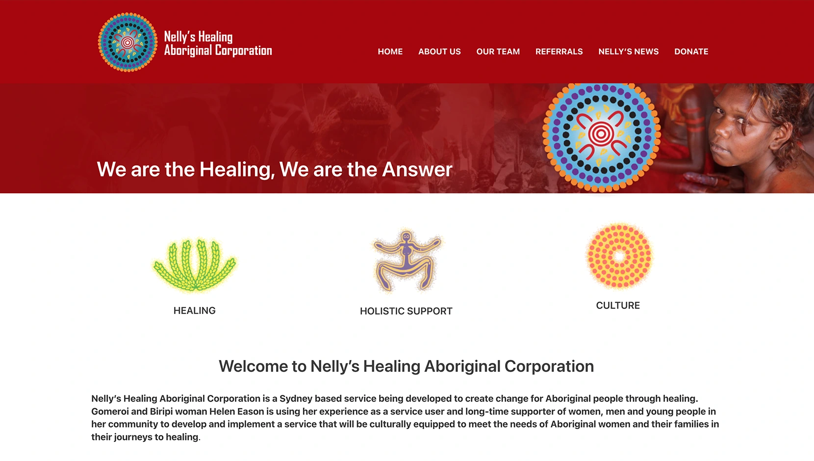 CC Web Design Portfolio Nelly's Healing Aboriginal-Corporation